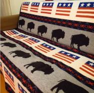 PENDLETON Buffalo & USA Flag Indian Blanket Used