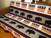 PENDLETON Buffalo & USA Flag Indian Blanket Used