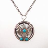 Atq Navajo Thunderbird Applique Naja Necklace w/TQ  c.1930～