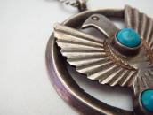 Atq Navajo Thunderbird Applique Naja Necklace w/TQ  c.1930～