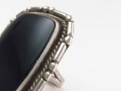 【GARDEN OF THE GODS】 Atq Silver Ring w/Green Jasper  c.1940