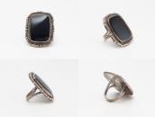 【GARDEN OF THE GODS】 Atq Silver Ring w/Green Jasper  c.1940