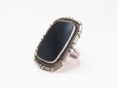 【GARDEN OF THE GODS】 Atq Silver Ring w/Green Jasper  c.1940