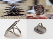 【GARDEN OF THE GODS】 Atq Silver Ring w/Green Jasper  c.1940