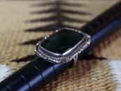 【GARDEN OF THE GODS】 Atq Silver Ring w/Green Jasper  c.1940