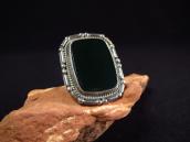【GARDEN OF THE GODS】 Atq Silver Ring w/Green Jasper  c.1940