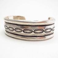 Vintage Stamped & Chiseled Ingot Silver Cuff Bracelet c.1940
