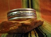 Vintage Stamped & Chiseled Ingot Silver Cuff Bracelet c.1940