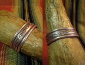 Vintage Stamped & Chiseled Ingot Silver Cuff Bracelet c.1940