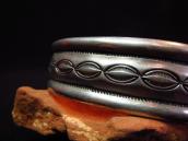 Vintage Stamped & Chiseled Ingot Silver Cuff Bracelet c.1940