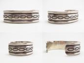 Vintage Stamped & Chiseled Ingot Silver Cuff Bracelet c.1940
