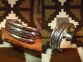 Vintage Stamped & Chiseled Ingot Silver Cuff Bracelet c.1940