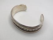 Vintage Stamped & Chiseled Ingot Silver Cuff Bracelet c.1940