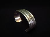Vintage Stamped & Chiseled Ingot Silver Cuff Bracelet c.1940