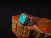 Antique Stamped Silver Shank Ring w/Square BlueGem TQ c.1940