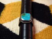 Antique Stamped Silver Shank Ring w/Square BlueGem TQ c.1940