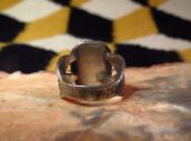 Antique Stamped Silver Shank Ring w/Square BlueGem TQ c.1940