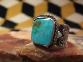 Antique Stamped Silver Shank Ring w/Square BlueGem TQ c.1940