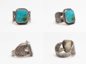 Antique Stamped Silver Shank Ring w/Square BlueGem TQ c.1940