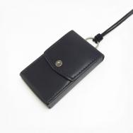 Tannin Leather Sling Card Holder w/Vtg Navajo Concho 【Black】