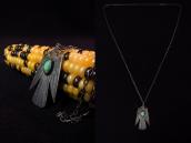 Antique 卍 Stamped Thunderbird Shape Fob Necklace w/TQ c.1930