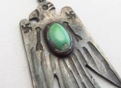 Antique 卍 Stamped Thunderbird Shape Fob Necklace w/TQ c.1930