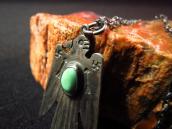 Antique 卍 Stamped Thunderbird Shape Fob Necklace w/TQ c.1930