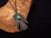 Antique 卍 Stamped Thunderbird Shape Fob Necklace w/TQ c.1930