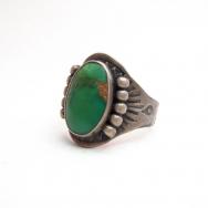 Antique Fred Harvey Style Stamped Silver Ring w/TQ  c.1930