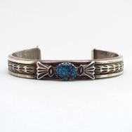 Harry Morgan Ingot Silver Cuff Bracelet w/Gem TQ  c.1970～