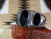 【GARDEN OF THE GODS】 Antique Silver Cuff w/Three Onyx c.1940