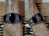 【GARDEN OF THE GODS】 Antique Silver Cuff w/Three Onyx c.1940