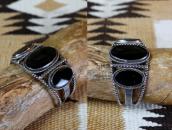 【GARDEN OF THE GODS】 Antique Silver Cuff w/Three Onyx c.1940