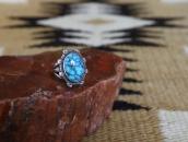 Atq Navajo SplitShank Silver Ring w/Godber Turquoise c.1940～
