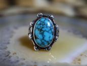 Atq Navajo SplitShank Silver Ring w/Godber Turquoise c.1940～