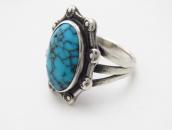 Atq Navajo SplitShank Silver Ring w/Godber Turquoise c.1940～