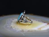 Atq Navajo SplitShank Silver Ring w/Godber Turquoise c.1940～