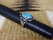 Atq Navajo SplitShank Silver Ring w/Godber Turquoise c.1940～