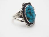 Atq Navajo SplitShank Silver Ring w/Godber Turquoise c.1940～