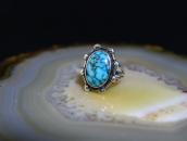 Atq Navajo SplitShank Silver Ring w/Godber Turquoise c.1940～