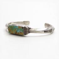 Atq Navajo "FlatTop" Chiseled IngotSilver w/Turquoise c.1920