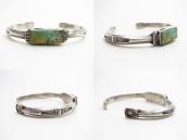 Atq Navajo "FlatTop" Chiseled IngotSilver w/Turquoise c.1920