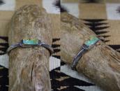 Atq Navajo "FlatTop" Chiseled IngotSilver w/Turquoise c.1920