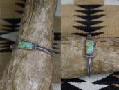 Atq Navajo "FlatTop" Chiseled IngotSilver w/Turquoise c.1920