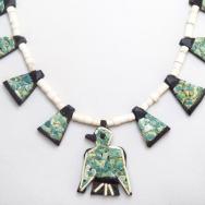 Antique SantoDomingo Three Tone Thunderbird Necklace c.1930～