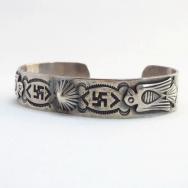 Antique 卍 Stamped & Thunderbird Patched Cuff Bracelet c.1930