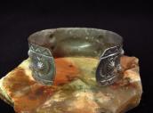 Antique 卍 Stamped & Repoused Wide Cuff Bracelet  c.1930