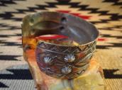 Antique 卍 Stamped & Repoused Wide Cuff Bracelet  c.1930