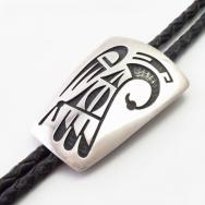 【Bernard Dawahoya】Vtg Thunderbird Overlay Clasp Bolo c.1980～