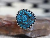 Vintage Navajo Gem Quality Turquoise Ring in Silver c.1960